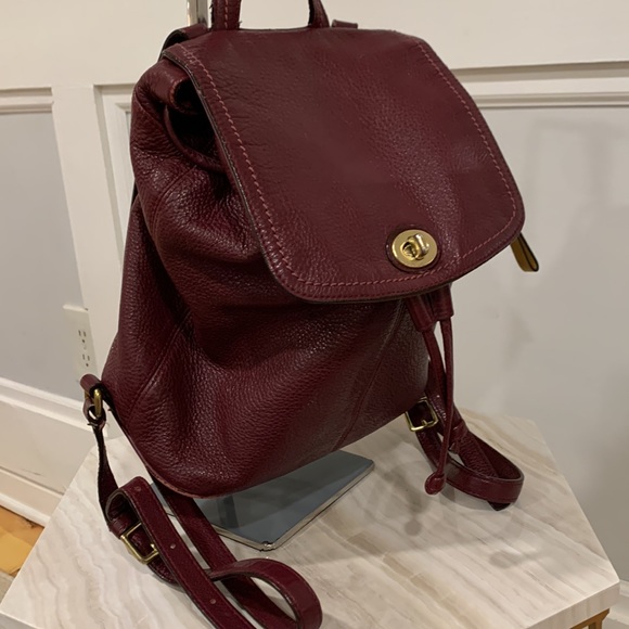 Coach Vintage/Rare Park Pebbled Leather Drawstring Flap Backpack